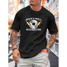 Men's Cotton T-Shirt With Graphic Print, Short Sleeve, Crew Neck, Casual Summer Style Ready Stock Local Warehouse - Black - View 1