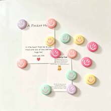 8/14/20pcs Random Color Smiling Face Refrigerator Magnet, Resin Circular Decorative Magnet, Home Decoration, Kitchen Photo Decoration Accessories, Birthday Gifts, Festival Party Gifts - Multi-color - View 4