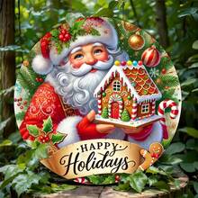 Santa Claus & House Metal Sign - Perfect For Doors, Walls, Home Decor | Suitable For Streets, Shops, Garages, Bars, Farms, Gardens, Best For Christmas, Perfect For Room Decoration (Random Hole Placement) - A - View 9