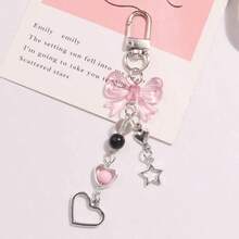 1Pc Sweet Bow & Heart Star Beaded Keychain, Anti-Lost Bag & Phone Accessory - Multicolor - View 10