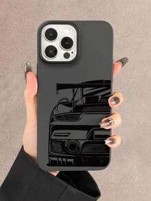 1pc Racing Line Sports Car Tail Wing Pattern Matte Texture Phone Case Protective Cover Realistic Lily Print Clear Case Compatible Bling Phone Case Fully Surrounded Personalized Cool Fashion Soft Protective Cover Compatible With IPhone 16/11PRO/7/16PROMAX/15/12/15PRO/14/13/12/11/XR/7Plus/8Plus/Pro/Max/X - Black - View 1