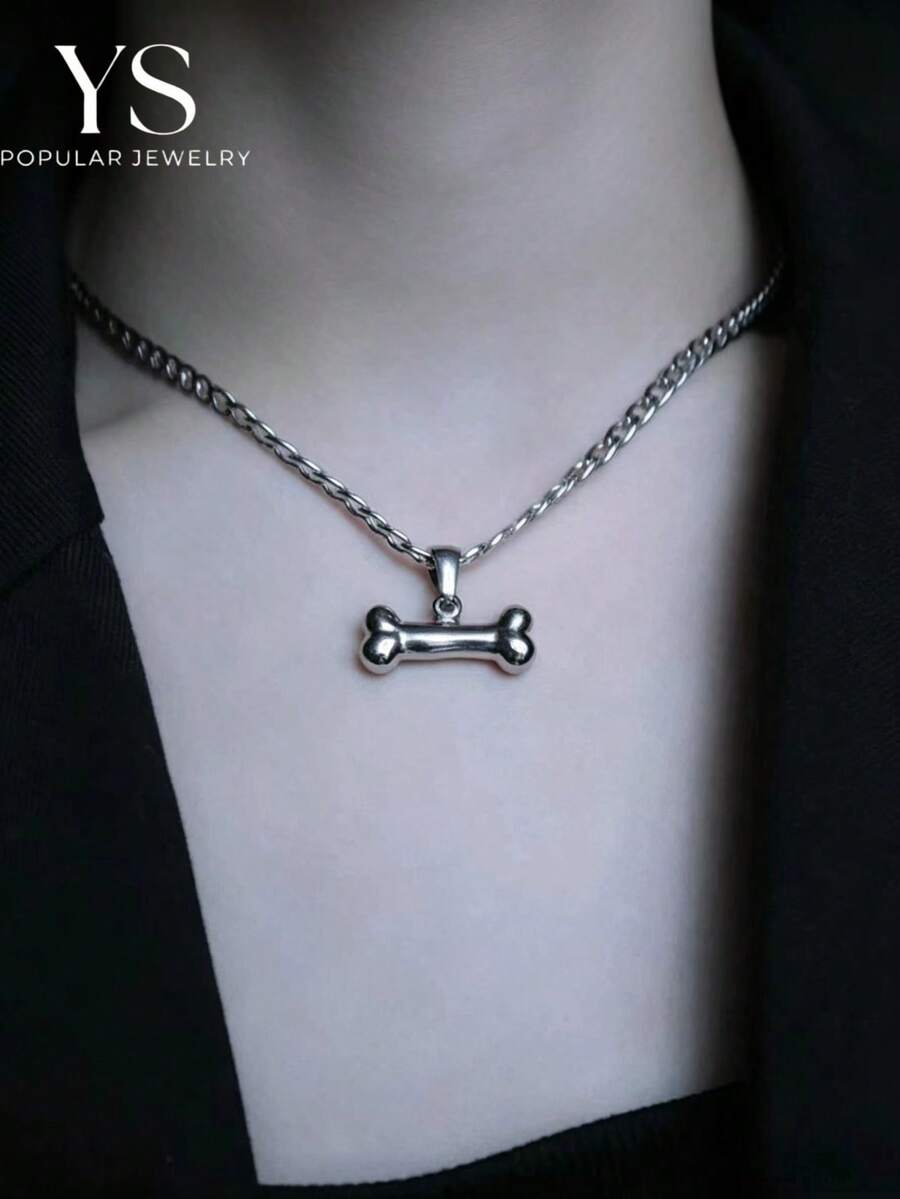 1 buah Kalung Anjing Berbentuk Tulang Gaya Gotik, Kalung Choker Pasangan Gaya Punk Manis, Aksesori Pesta - kalung - View 1