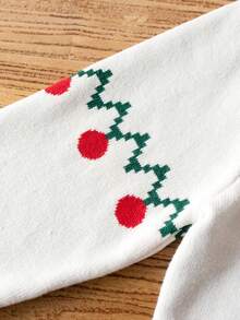 Girls Cute Christmas Tree Pattern Round Neck Long Sleeve Knit Pullover Sweater, Suitable For Christmas, Daily Casual, Spring, Autumn, Winter - Apricot - View 6