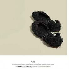 Black French Hollow Flat Women's Shoes With Replaceable Straps, Fashionable Versatile Soft Sole Comfortable - Black - View 8