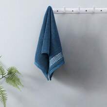 4/2/1pc - Size Approx. Bath Towel 28*55inch/Towel 13.4*30inch/ Geometric Jacquard Trim, Ultra Soft Absorbent Home Bath Towel, Thickened Quick Dry, Luxury Spa Towel, Suitable For Bathroom, Gym, Hotel, Men And Daily Home Use - Navy Blue - View 13