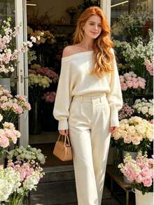 Women Knit Tops - White - View 9