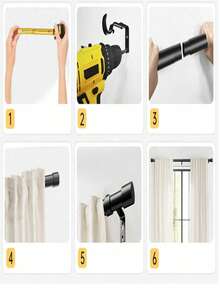 32-157 Inch Curtain Rod, 0.98 Inch Heavy Duty Adjustable Curtain Rod, Black Extra Long Curtain Decor Rod, Modern Design, Easy Installation - 1PC - View 6