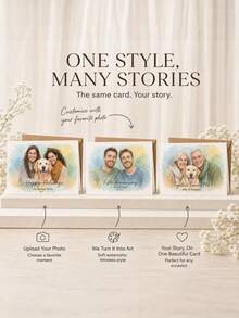 Custom Photo Cartoon Wedding Greeting Card, Upload Couple Photos To Create Cute Hand-Drawn Portraits Including Pets. Custom Names, Wedding Date, Venue And Invitation Words. Sweet Personalized Greeting Card For Wedding Events. - Multicolor - View 6