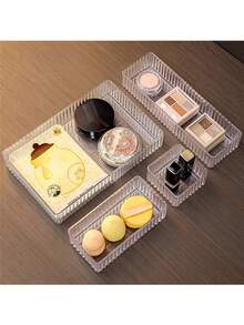 1/4/7/8/9pcs Drawer/Desktop Cosmetic Storage Box, Transparent Cosmetic Storage Drawer, Suitable For Vanity, Includes 4 Different Sizes Of Plastic Boxes, Classified Storage Container, Cosmetic Storage, Back To School Stationery Storage - Clear - View 5
