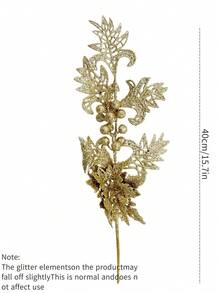 1/2/4pcs Artificial Plant,Christmas Tree Decorations And Ornaments,Sparkling Glitter Berry Bouquet For Festival Wedding Party Home Indoor Dining Table,Room,Bedroom Decoration,Rattan Diy Decoration Accessories,Christmas Tree And Christmas Plant Decor - Gold - View 3
