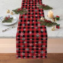 1pc Christmas Snowflake Plaid Print Table Runner, Suitable For Holiday, Party, Dinner, Restaurant Table Decor, Home Autumn/Winter Decoration - Multicolor - View 3