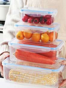 4件組密封蓋便當盒套組,食品儲存容器,防漏剩菜盒,可堆疊,適用冷凍庫/微波爐/洗碗機,廚房必需品,廚房,便當盒,旅行必需品,食品包裝(特大 + 大 + 中 + 小) - 彩色 - 查看 4