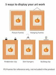 1pc Frameless Pumpkin Pattern Fall Wall Art Canvas Poster, Cute Autumn Kitchen Decor, Halloween , Thanksgiving, Cozy Farmhouse Holiday Wall Art Print For Apartment, Living Room, Bedroom, Room Decor Bedroom , Vintage Decor - Pumpkin - View 6