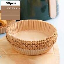 50Pcs Round Disposable Air Fryer Liners, Heat Resistant Non-Stick Oilproof Parchment Paper, Cooking Liner For Home Kitchen Baking Roasting Birthday Party Cooking Supplies - Multicolor - View 10