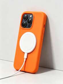 VRNOEI 橘色磁吸極簡保護殼，相容 iPhone 17 Pro Max，適用 11 13 12 14 15 16 18 Pro Max，支援無線充電，天鵝絨相機保護，系列手機殼，中性手機配件 - 橘色 - 查看 3
