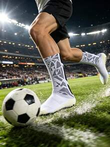 1 Par/4 Pares/5 Pares/8 Pares Meias Esportivas de Futebol Antiderrapantes, Absorventes de Suor, Resistentes a Odores com Aderência Pontilhada, Meias Profissionais de Cano Médio de Toalha Grossa para Absorção de Suor, Antiderrapantes e Duráveis - Multicolorido - Visão 1
