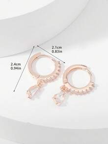 Hihho Cubic Zirconia Decor Drop Earrings - Rose Gold - View 4