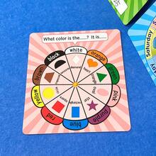 Rueda Interactiva de Aprendizaje de Inglés, Tablero de Calendario del Clima, Reconocimiento de Colores & Formas, Tabla de Aprendizaje Educativa Reutilizable - Ruleta de aprendizaje - Ver 6