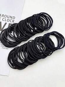 100pcs Women's Solid Color Basic Hair Ties, High Elasticity Hair Bands, Minimalist Style, Meet Daily Hairstyle Needs, Women's Hair Accessories. Suitable For Daily Casual Use. - Multicolor - View 7