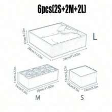 1/3/6pcs Reinforced Waffle Non-Woven Fabric Storage Boxes, Drawer Small Storage Boxes, Closet Folding Storage Boxes, Underwear Storage Boxes, Desktop Organizer Boxes - Beige - View 16