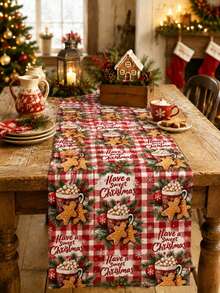 Taplak Meja, Alas Piring, dan Sarung Bantal Motif Permen Kue Jahe Natal, Gaya Natal, Dekorasi Rumah dan Dapur Natal, Cocok untuk Dekorasi Rumah dan Pesta Natal - MultiWarna - View 2