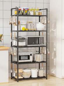 5-Tier Kitchen Storage Cart, Multipurpose Kitchen Shelf, Multilayer Storage Rack For Living Room, Spice Organizer - Black - View 1