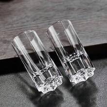 2pcs/6pcs/12pcs Star Crystal Glass Cups, 1oz Capacity (Please Pay Attention To Size And Capacity When Purchasing), Featuring Geometric Star Pattern Design, Smooth And Non-Slip Body, Perfect For Home Use, Reusable. These Cups Are An Ideal Choice For Quality Living-Both Practical And Festive Beverage Containers. - View 2