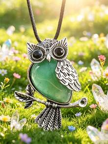 1/5/10/20/50pcs Multi-Color Fashion Metal Inlaid Natural Crystal Owl Pendant Necklace, Natural Amethyst, Suitable For Women's Daily Wear - Owl - View 17