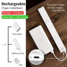1 قطعة ضوء خزانة بحساس عين القطة قابل للشحن عبر USB، شريط ضوء LED بحساس حركة قابل للتعتيم، 3 خيارات ألوان، مناسب للمطبخ والخزانة والخزانة وغرفة النوم والممر - قابل للشحن - مشاهدة 10