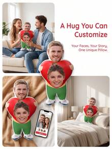 1 buah Bantal Berbentuk Tubuh Manusia yang Dipersonalisasi, Bantal Boneka Foto Kustom, Hadiah Kustom untuk Pacar, Kekasih, dan Keluarga - MultiWarna - View 2
