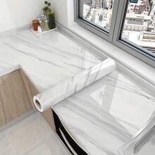 1 Roll Marble Pattern Wallpaper, Self-Adhesive Kitchen Sticker, Waterproof Oil-Proof Kitchen Sticker, Window Sill, Bay Window Cabinet, Desktop Sticker, Furniture Renovation Wallpaper Sticker, Removable Self-Adhesive Granite Vinyl Film Waterproof Roll Thick, Easy To Clean And Install Kitchen Decor Sticker, Bathroom Wall Decor Wallpaper - Marble - View 16