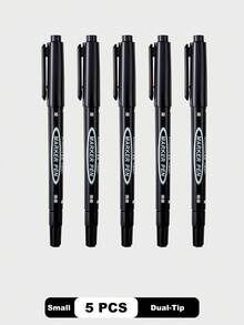 10PCS/5PCS Black Blue Red 3-Color Dual-Tip Oil-Based Permanent Marker Set With Slant Nib&Fine Nib–Perfect For Classroom Notes, Office Documents, Art Projects, Teacher Grading, Student Journals, Back-To-School Must-Have - Sets - View 12