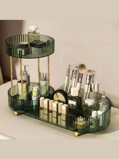 Cosmetic Storage Box - Multifunctional Desktop Perfume Tray Rack, Suitable For Storing Skincare Products And Makeup Brushes, Fashionable Design, Smooth Rotation, Ideal Choice For Beauty Enthusiasts