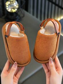 Children's Slippers Autumn/Winter New Style Small/Medium/Large Kids Adjustable Bedroom Floor Slippers Simple Versatile - Coffee Brown - View 4
