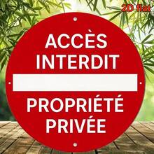 Vintage Style Round French Sign, Marked "Private Property, No Trespassing". This Nostalgic Decor Is Perfect For Living Room, Bedroom, Study, Dining Room, Bar, Cafe And Office, Creating A Unique Atmosphere (Random Hole Positions) - A - View 6