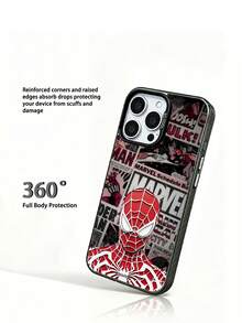 Miniso Marvel Spider-Man And Iron Man Cartoon Men's Phone Case, Compatible With IPhone 18 18pro 18promax 17 Pro Max/17 Pro/Air/16 Pro Max/15 Plus/14/13/IP 17/15Pro/12 Pro/11/16 Plus, XR, Apple And Android Models, Galaxy S22, S23plus, Galaxy S23ultra S24plus, Galaxy S25, Galaxy S25ultra, Galaxy S26, S26ultra, Shockproof And Scratch-Resistant Protective Case - Translucent Black - View 4