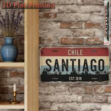 2D Flat Printed, 1pc, Vintage Sign, Decorative Plaque & Ornament, Santiago Chile Vintage City Sign, Retro Home Decor, For Decoration Only, Industrial Style Sign, Birthday Gift, Garage Decor (Random Style) - A - View 5