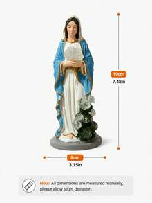 1pc Virgin Mary Statue Small Figurine, Catholic Religious Home Decor Sculpture, Virgin Mary Statue With Rose Detail, Christian Decor, Suitable For Bookshelf, Desktop, Living Room, Bedroom - one-size - View 9