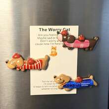 5/10/15 Pcs Cute Sausage Dog Refrigerator Sticker, Cartoon Animal Resin Refrigerator Magnet, Storage Cabinet Decoration, Kitchen And Home Decoration, Birthday And Festival Gift Selection - Multi-color - View 4