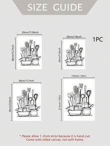 1pc Vintage Kitchen Utensil Wall Art Poster - Unframed Canvas Print For Farmhouse Decor, Rustic Country Cooking Artwork Suitable For Indoor And Outdoor Use In The Kitchen, Living Room, And Bedroom - Spring And Fall Home Decoration - Abstract Style a - View 4