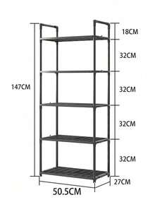 5-Tier Kitchen Storage Cart, Multipurpose Kitchen Shelf, Multilayer Storage Rack For Living Room, Spice Organizer - Black - View 6