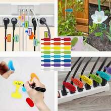 10pcs Random Mixed Color Reusable Cable Labels - Data Cable Labels Hook And Loop Writable Cable Labels Nylon Colored Marker Labels For Data Cables/Charger Cables, Color Coded Organization, Suitable For Office, Home Cable Management - Multicolor - View 7