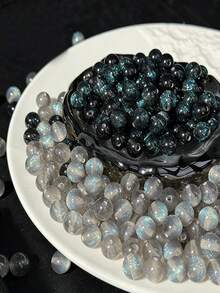 30pcs 8mm Starry Glitter Acrylic Resin Straight Hole Round Beads DIY Beading Handmade Craft Materials Phone Chain Keychain Decorative Beads - Starry Glitter - 30pcs - View 3