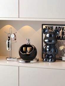 1pc Heart-Shaped Ceramic Bear, Luxury Home Decor Cartoon Teddy Bear Action Figure, High-End Ceramic Light Luxury Living Room Wine Cabinet New Soft Decoration Ornament, Exquisite Gift, Suitable For Party/Birthday/Christmas - M511 - View 3