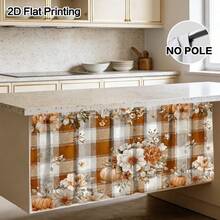 1pc Thanksgiving Floral Pumpkin Plaid Kitchen Curtain, Curtain, Table Skirt Easy To Clean, Rod Design Easy To Install, Suitable For Bathroom Kitchen Cabinet, High Quality Printing, Durable And Beautiful - Multicolor - View 11