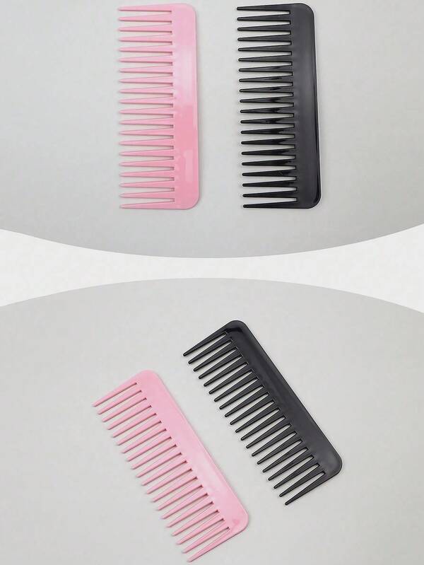 10pcs/2pcs Women's Multi-Color Smooth Flat Comb, Anti-Tangle Portable Wide-Tooth Comb, Suitable For Daily Use, Hair Styling Tool And Accessory