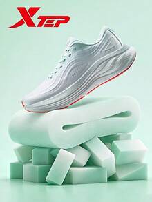 XTEP--Light Boat Women's Running Shoes, All-Season Mesh Breathable Shock-Absorbing Sports Shoes For Heavy Weight, Jump Rope And Running, Classic White/Foam Green - Classic White/Foam Green - View 3