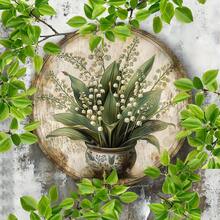 1pc Vintage Lily Of The Valley Metal Sign Wall Art - 8x8 Inch Waterproof & Rust-Proof, Pre-Drilled Holes Easy Installation, Suitable For Home, Cafe, Garage Or Gift, Metal Wall Decor, Distressed Effect, Detailed Pattern, 2D Flat - A - View 6