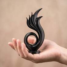 1pc Modern Abstract Fluid Art Desktop Ornament, Matte Black Minimalist Design, Smooth Curved Flame Line Design, Delicate And High-End Texture. Compact And Space-Saving, Suitable For Placement On Desk, Entryway, Shelf, Enhancing Home Atmosphere, As Soft Decoration, Photography Prop, Luxury Creative Gift, Creating Minimalist High-End Home Aesthetic Style. - Multicolor - View 1