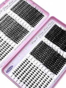 Eyelash Book Set, Includes 60D 80D 100D Three Specifications, 600pcs Large Capacity Eyelash Book, 8D Super Fluffy Soft Comfortable High Quality DIY Eyelash Clusters, Lower Eyelash Russian Eyelash Extension Set, Single Eyelash, 3D Dense Eyelash Clusters, D-Curl Eyelash Clusters Set, 10-18mm, DIY Eyelash Extension At Home, Single Eyelash Clusters - D - View 5